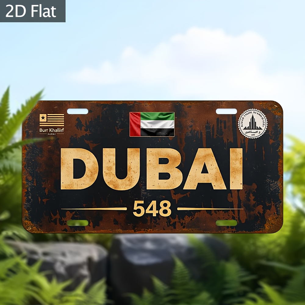 Home Office Dubai - Industrielle Dubai-Nummernschild-Wandkunst – Metallschild aus Aluminium