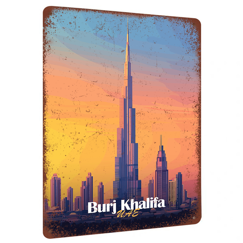 Home Office Dubai - Burj Khalifa Dubai VAE Skyline Metall-Wandkunst,