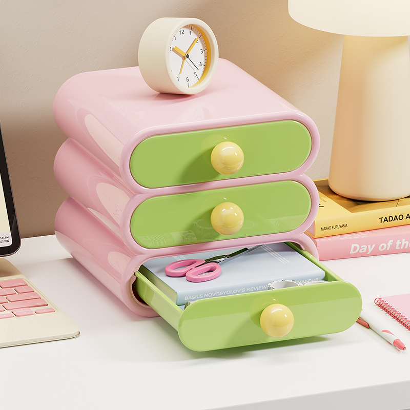 Home Office Organization - Uforu Dopamine Schreibtisch-Organizer, 3-stufige Schubladen-Aufbewahrungsboxen, multifunktionales