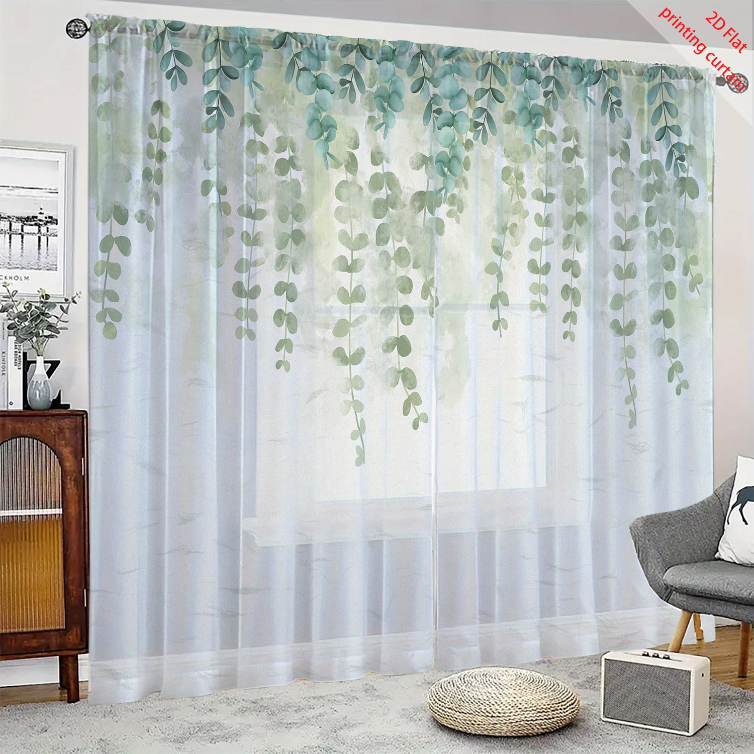 Bedruckter transparenter Gazev – Home Office With Plants Bewertung und Preis