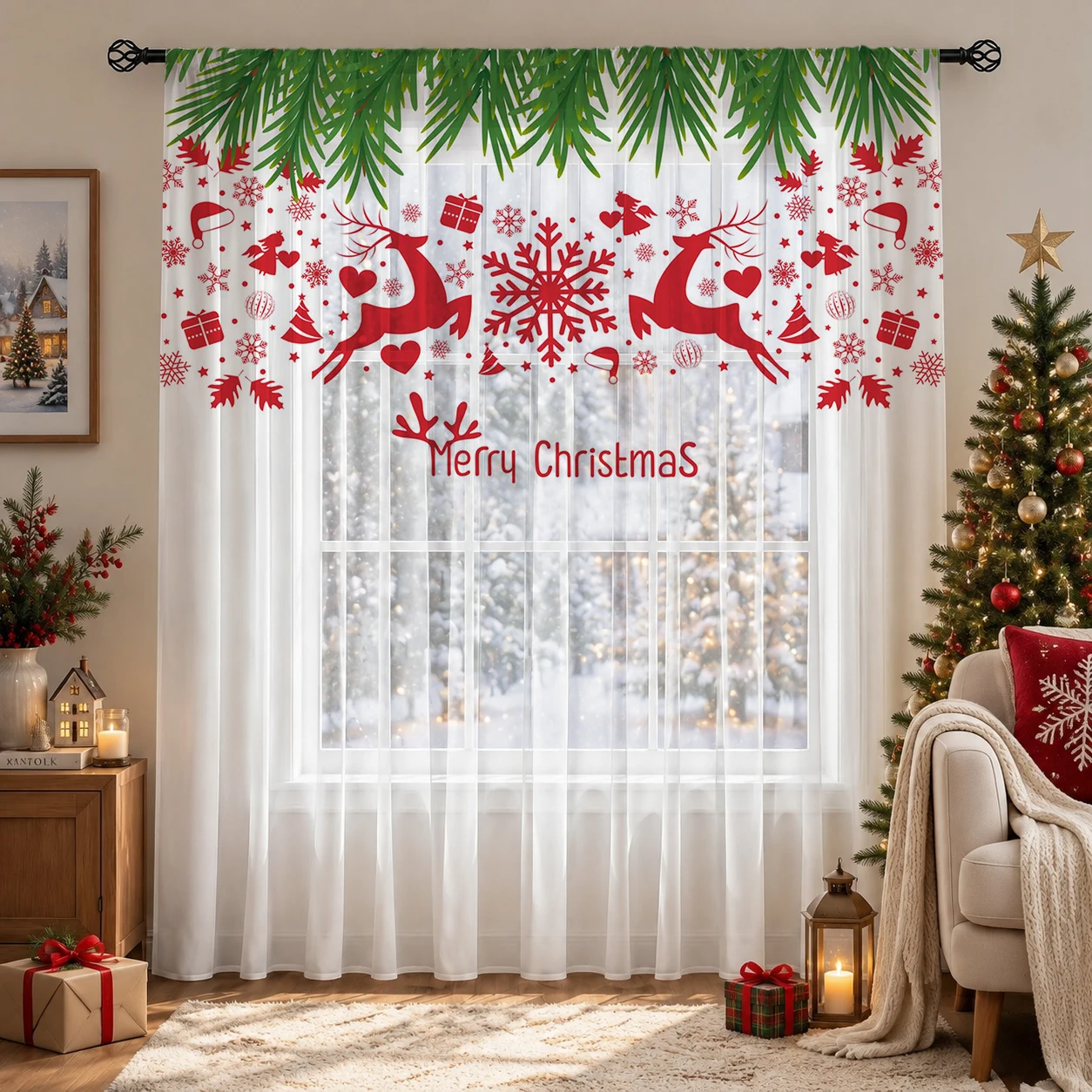 Transparenter Weihnachtsvorhan – Home Office With Plants Bewertung und Preis