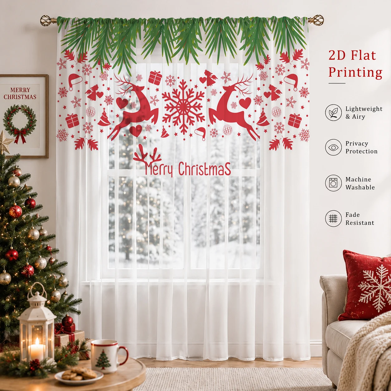 Transparenter Weihnachtsvorhan – Home Office With Plants Bewertung und Preis