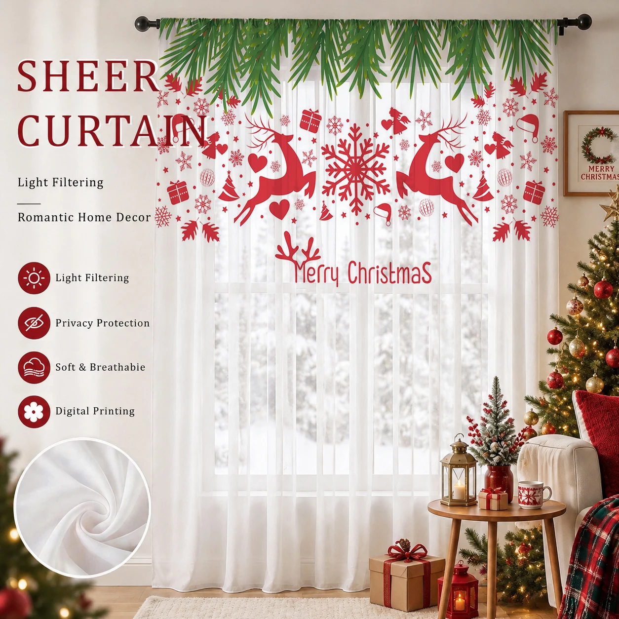 Transparenter Weihnachtsvorhan – Home Office With Plants Bewertung und Preis