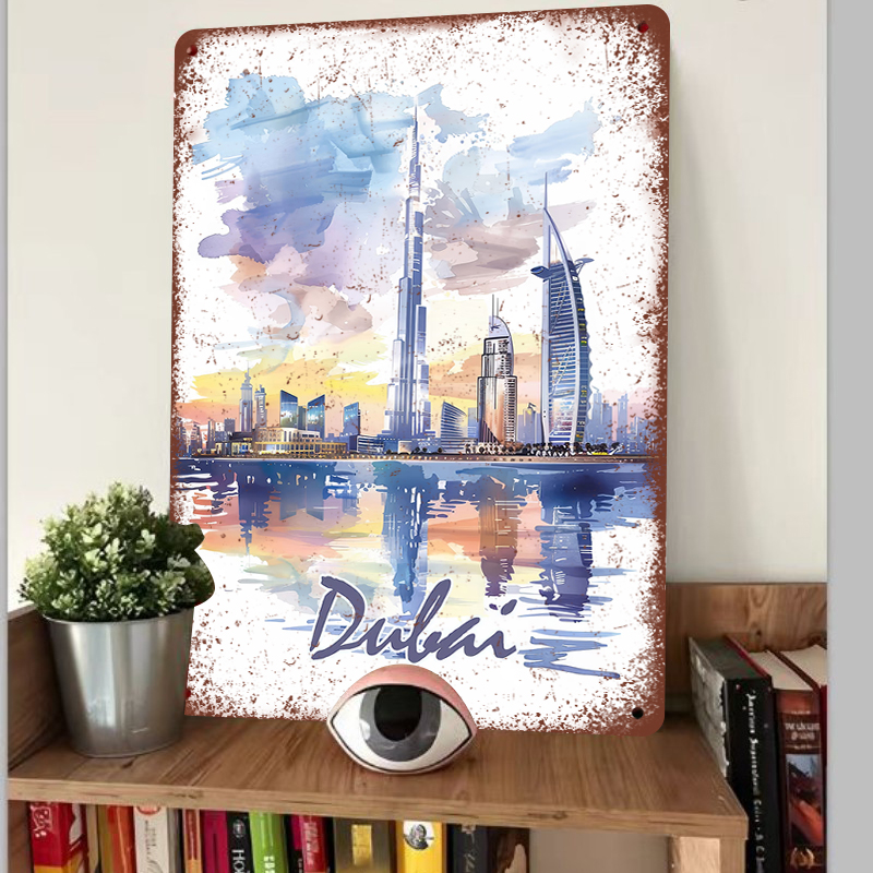 Dubai Skyline Aquarell Metall  – Home Office Dubai Bewertung und Preis