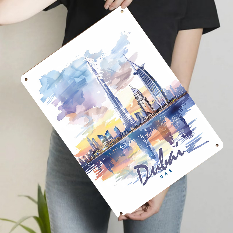 Dubai Skyline Aquarell Metall  – Home Office Dubai Bewertung und Preis