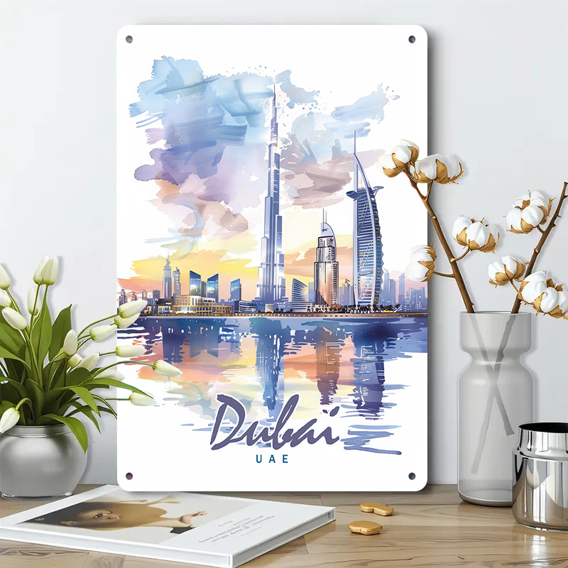 Dubai Skyline Aquarell Metall  – Home Office Dubai Bewertung und Preis