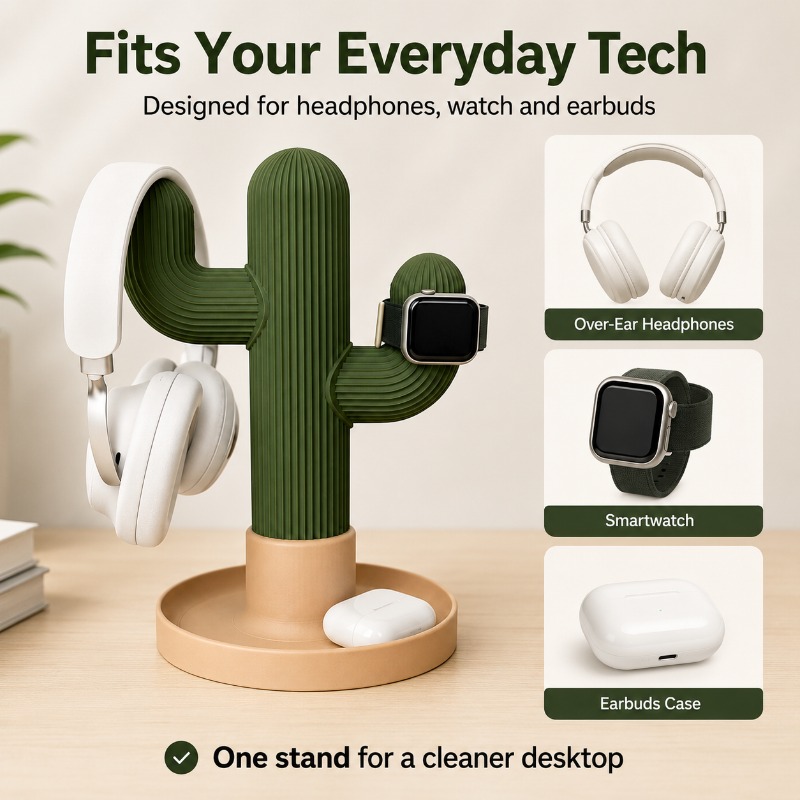 Minimalistischer Kaktus-Kopfhö – Home Office Organization Bewertung und Preis
